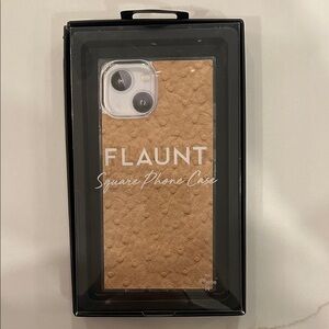Tan Ostrich faux leather Square Phone Case for iPhone 14- new in box!